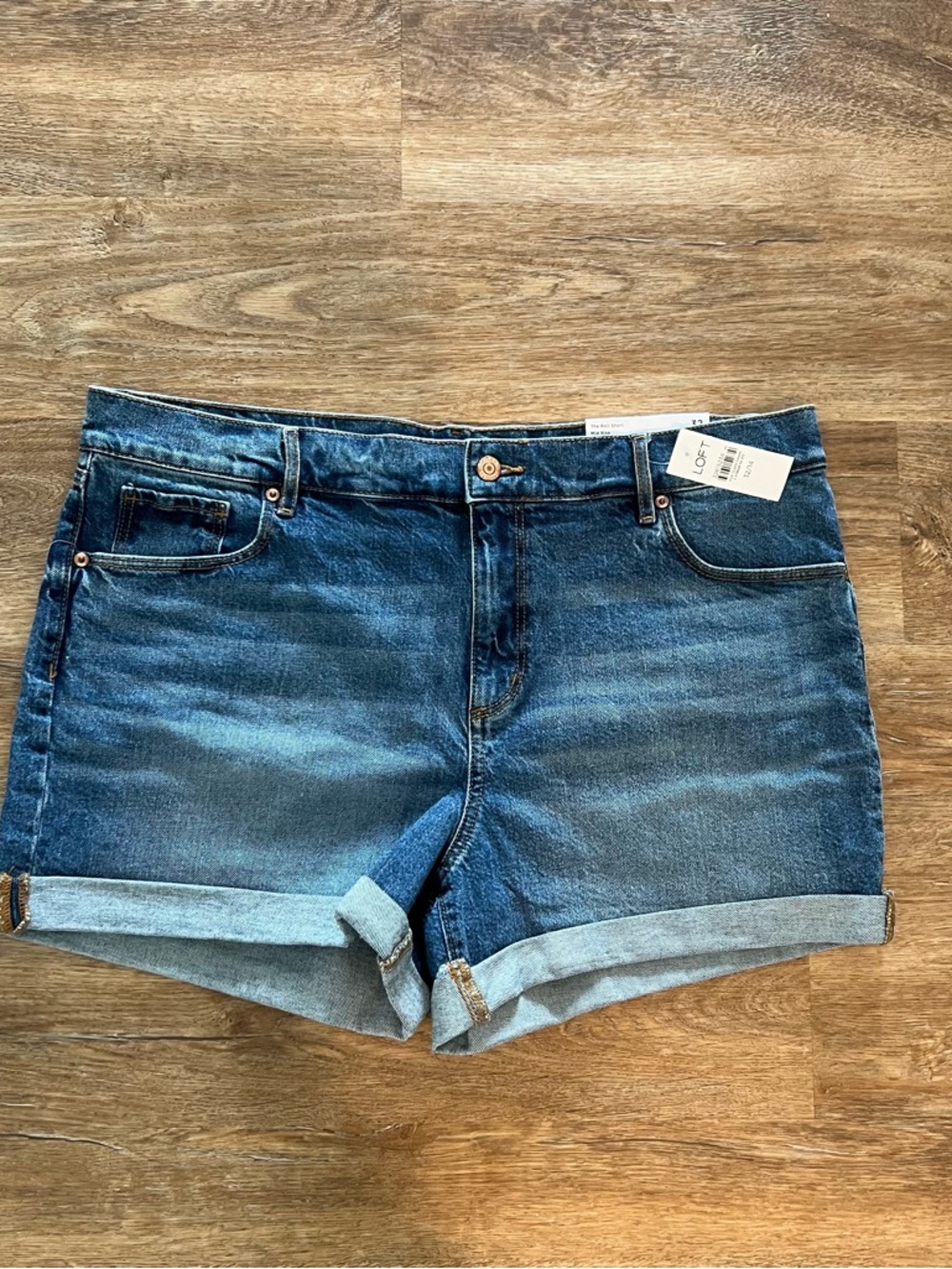 LOFT Women's Dark Blue Rolled Cuff Denim Shorts
